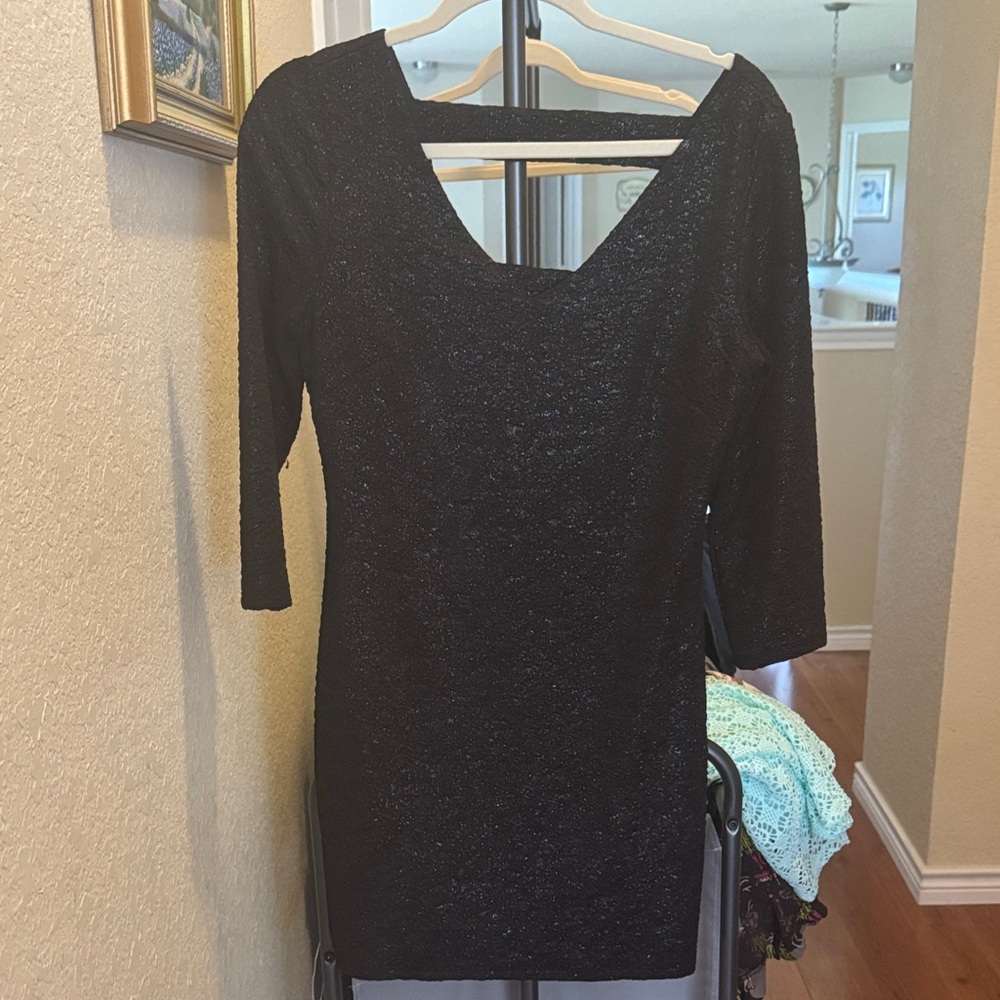 BCBGeneration Sparkling Black Textured Dress
